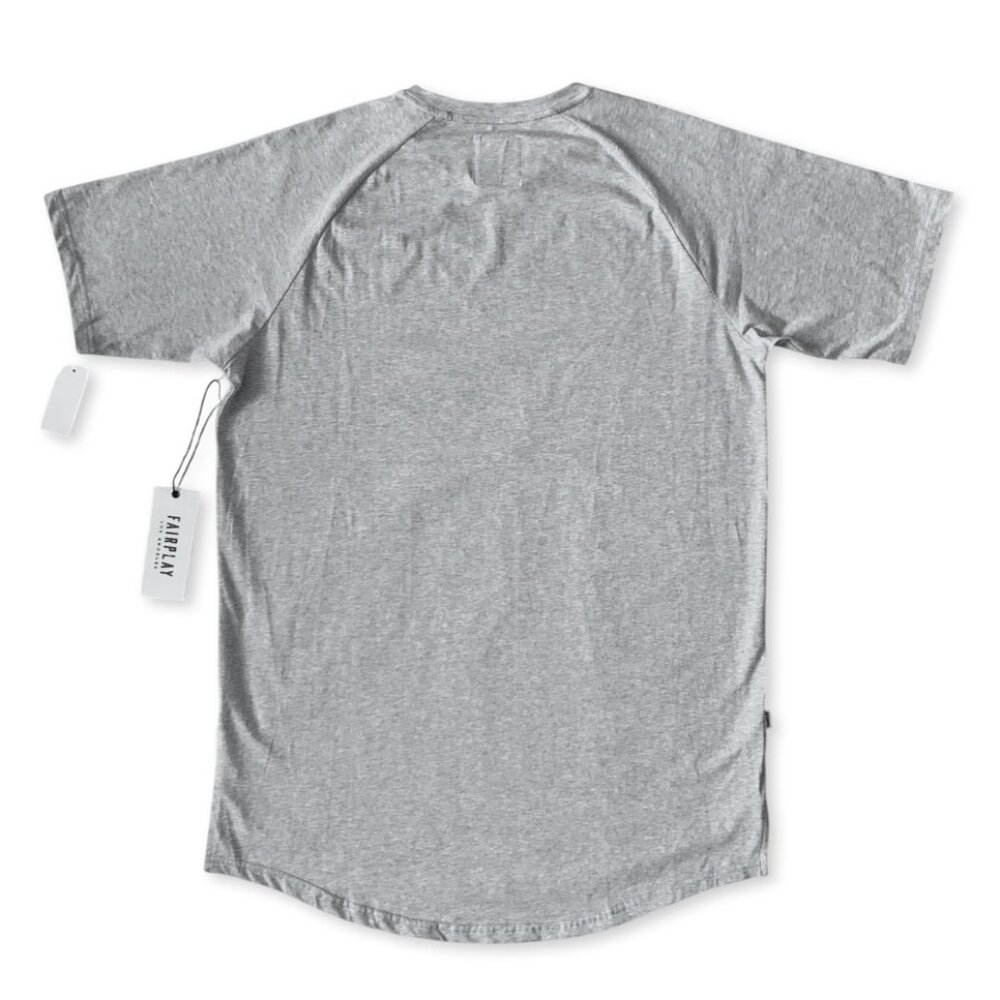 Fairplay Heather Grey Raglan Venice Short Sleeve T Shirt Tee Athleisure Classic - Picture 9 of 16